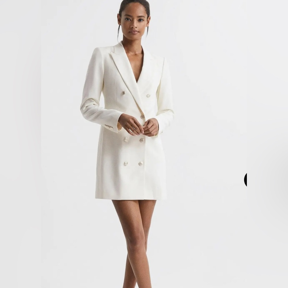 Reiss White Double-Breasted Blazer Dress